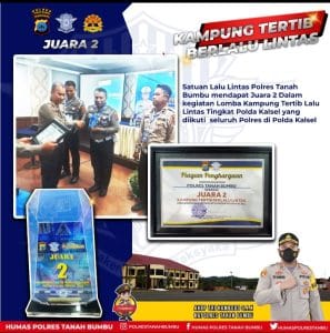 Polres Tanah Bumbu Sabet Juara II Kampung Tertib Berlalu Lintas