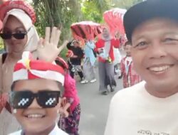 Jalan Sehat Meriahkan HUT ke-80 RI di Desa Karangsari Kecamatan Kusan Hulu